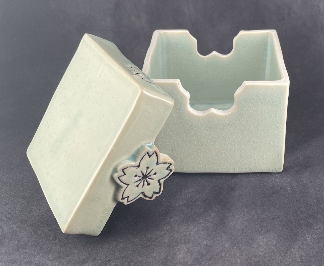 Sakura Print Porcelain Lidded Box