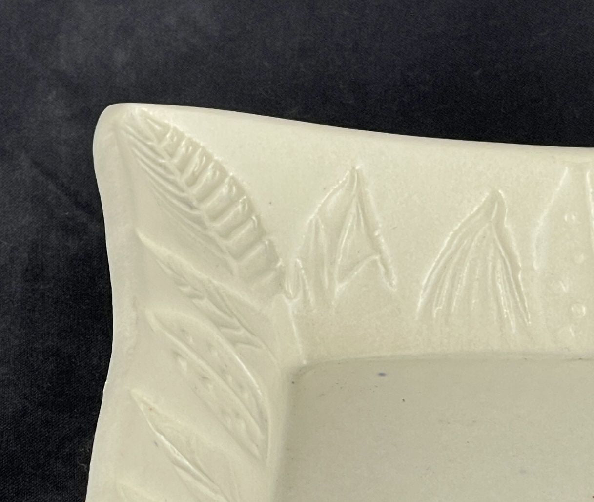 Porcelain Plate with Embossed Leaves Border