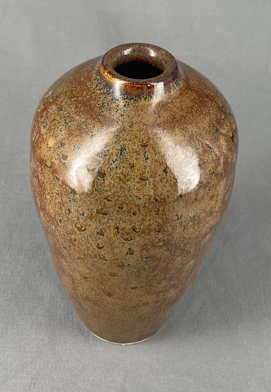 Small Brown Mottled Stoneware Vase