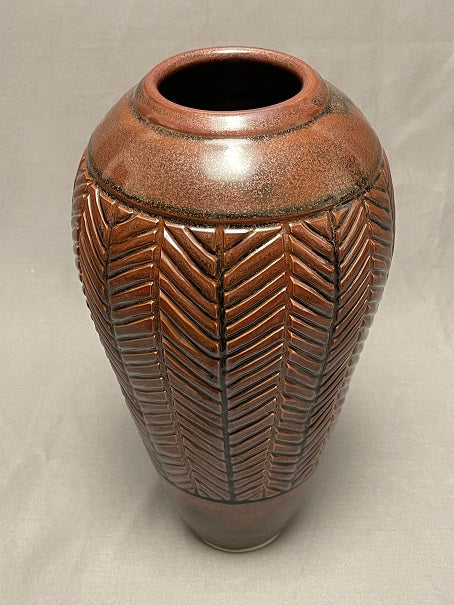 Vase with Incised Chevron Pattern