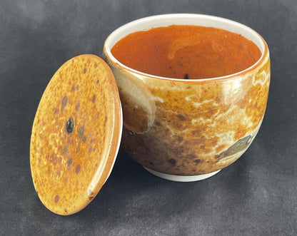 Small Caramel Porcelain Vessel with Lid